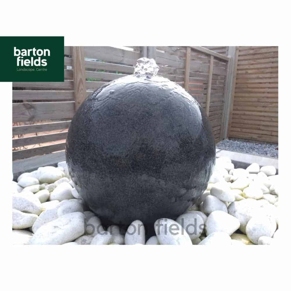 Natural Granite Pre Drilled 50cm Dia Sphere In Graphite Complete Water Feature Kit Drilled 